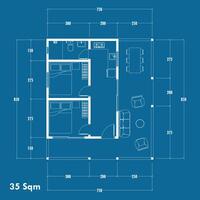 Floor plan blueprint, Figure of the jotting sketch of the construction and the industrial skeleton of the structure and dimensions. vector