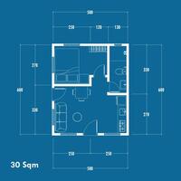Floor plan blueprint, Figure of the jotting sketch of the construction and the industrial skeleton of the structure and dimensions. vector