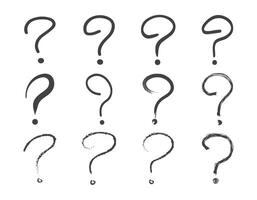 Question Mark Hand drawn grunge textured element set vector