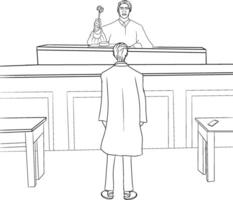A hand drawn man standing in front of judge vector