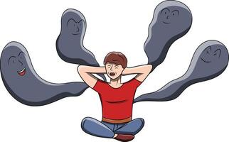 Character Hearing Hallucinations Drawing vector