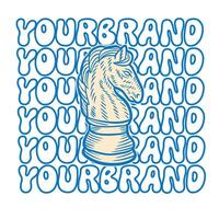 hand drawn chess horse illustration vector