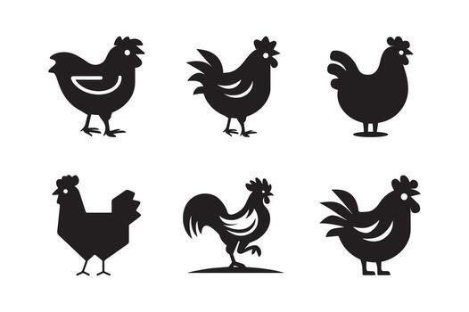 Set of icons chicken, graphics on white background. vector