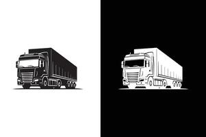 transport truck icon silhouette collection on white black background. vector