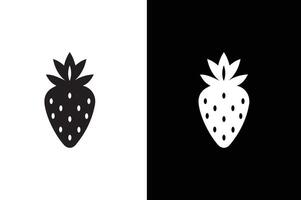 Strawberry icon. strawberry fruit symbol in black and white background. vector