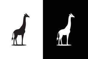 Giraffe silhouette illustration white black background. vector