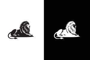 Black and white illustration of a lion. Lion icon design template. vector