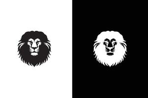 Black and white illustration of a lion. Lion icon design template. vector