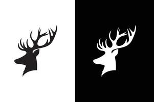 Deer logo illustration. deer silhouette logo template black white background. vector