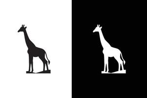 Giraffe icon silhouette isolated on a white black. vector