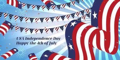 The Fourth of July, independence day with American flag pattern. vector