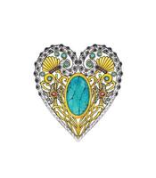 Under the sea mix heart fancy jewelry design hand drawing on paper and make graphic . vector