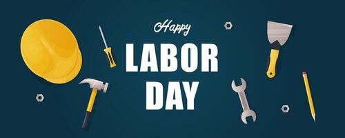 poster, happy Labor Day web banner, horizontal vector