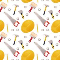 seamless pattern, labor day, building tools helmet, brush , white vector