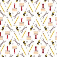 Seamless pattern, building tools. Brush, screwdriver, nut. illustration vector