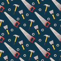 Seamless pattern for labor day, building tools on blue background. vector