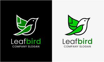 Bird leaf, tree bird, bird icon, leaf icon, minimalist logo design sample greed idea vector