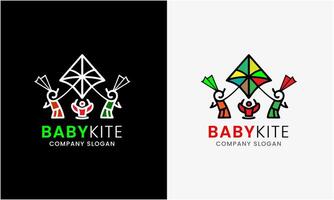 Kite logo icon, baby children kite play, sky hobby kid modern element graphics sample design vector