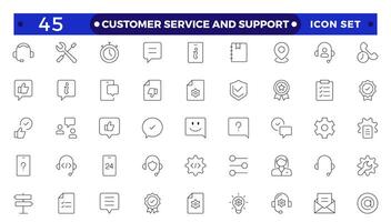 Customer Service and Support Outline Icon. vector