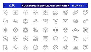 Customer Service and Support Outline Icon. vector