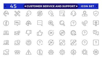 Customer Service and Support Outline Icon. vector