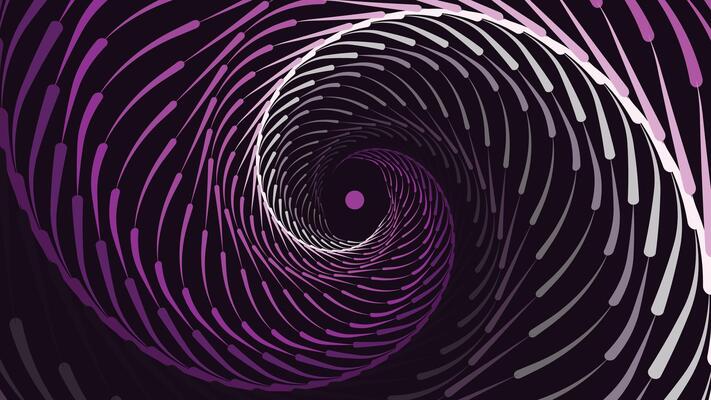 Abstract spiral spinning vortex style urgency background in purple.