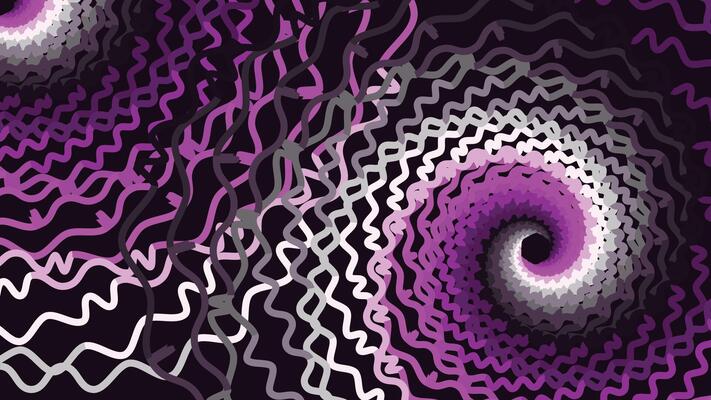 Abstract spiral spinning vortex style urgency background in purple.