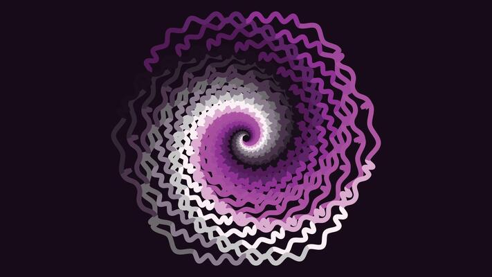 Abstract spiral spinning vortex style urgency background in purple.