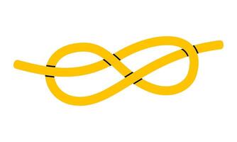 Hand drawn cute cartoon illustration of sea knot. Flat rope tied in eight knot in doodle style. Connection or family ties icon. Network or communication print. Teamwork partnership. Isolated. vector