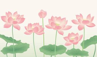 Horizontal version of the color lotus illustrations vector