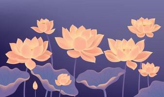 Horizontal version of the color lotus illustrations vector