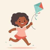 illustration of a child playing kite vector