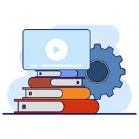 Online education concept. distance education, training and courses, online learning with tutorials, internet webinar learning. learning. Flat illustration suitable for many purposes. vector