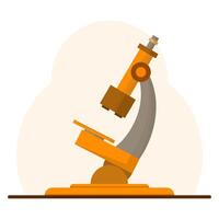 Medical equipment microscope concept, Cartoon Floating Microscope, health laboratory, science test, medical equipment for viewing micro-sized objects. flat illustration on background. vector