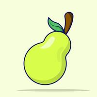 Pear Fruit Cartoon. Ripe sweet fruit. Isometric illustration with glare and shadow. Natural dessert, ready to eat. Colorful modern icon for web design. vector