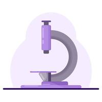 Medical equipment microscope concept, Cartoon Floating Microscope, health laboratory, science test, medical equipment for viewing micro-sized objects. flat illustration on background. vector