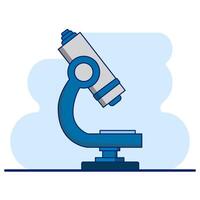 Medical equipment microscope concept, Cartoon Floating Microscope, health laboratory, science test, medical equipment for viewing micro-sized objects. flat illustration on background. vector