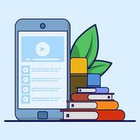 Online education concept. distance education, training and courses, online learning with tutorials, internet webinar learning. learning. Flat illustration suitable for many purposes. vector