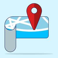 Navigation map concept. Map pin location icon. Detailed map and navigation, Red Locator Mark on map and location pin or GPS navigation icon sign, creative search symbol in cartoon style. vector
