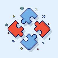 Concept Business solution, problem solving. puzzle game. business challenge in relation to jigsaw puzzle, partnership, puzzle pieces symbol of teamwork, flat design suitable for various purposes. vector