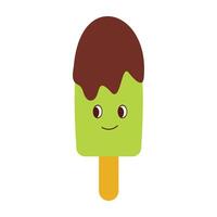 Cute ice cream. Ice cream smile face. Summer element foot snack colorful flat design. vector