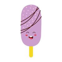 Cute ice cream. Ice cream smile face. Summer element foot snack colorful flat design. vector