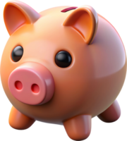 3D pink piggy bank for saving money, cut out - stock 3d. png