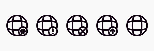 Globe internet icon in line style collection suitable for app buttons, symbols on posters, and infographics. vector