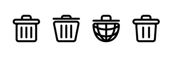 Bin icon, collection of Recycle bin icons, suitable for websites, application buttons, UI UX templates, and waste recycling infographics. vector