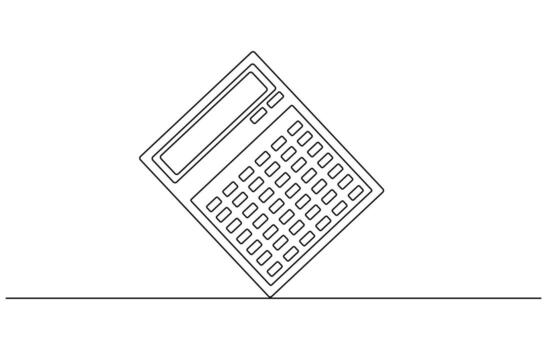 Back to school one line drawing. Calculators,Continuous line drawing of calculator. Back to school. technology education. Icon one line, single line art, illustration, Calculator, count, vector
