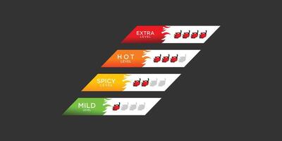 Hot spicy level label design template with fire combination ,premium vector