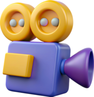 3D purple and yellow camera for recording, cut out - stock 3d. png