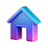 3D house icon, 3D house symbol, colorful 3D house photo png