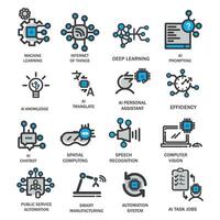 Color Icon Set in the age of AI theme vector